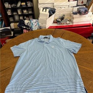 Ralph Lauren Light Blue and White Striped Polo Shirt